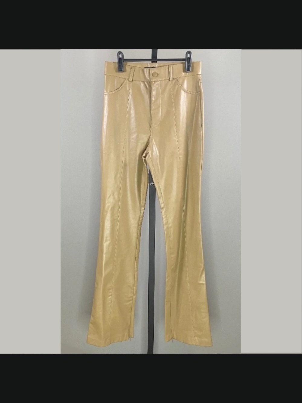 NEW Zara Pants Womens Small brown faux leather straight flare boho indie